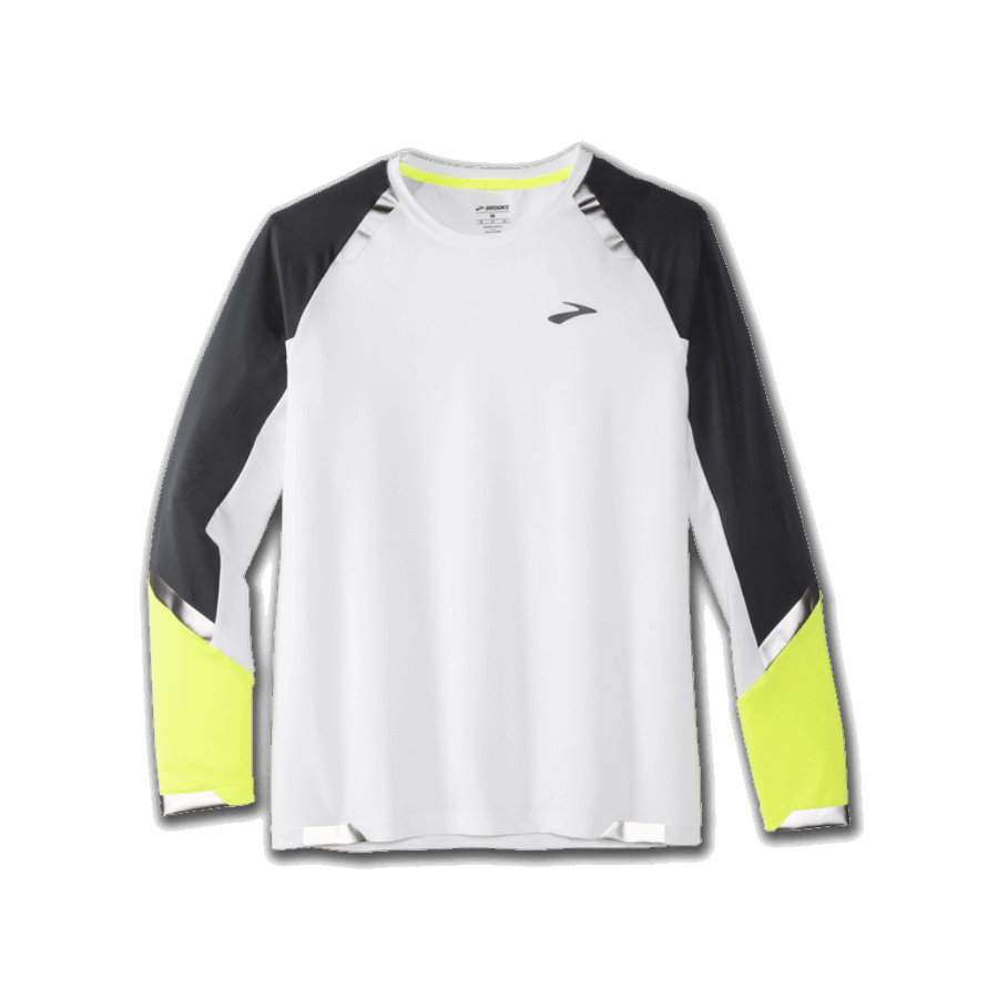 Brooks Run Visible Long Sleeve White-Asphalt-Nightlife