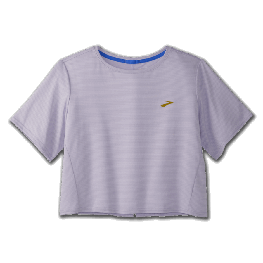 Brooks Run Within Crop Tee Violet Dash Stripe