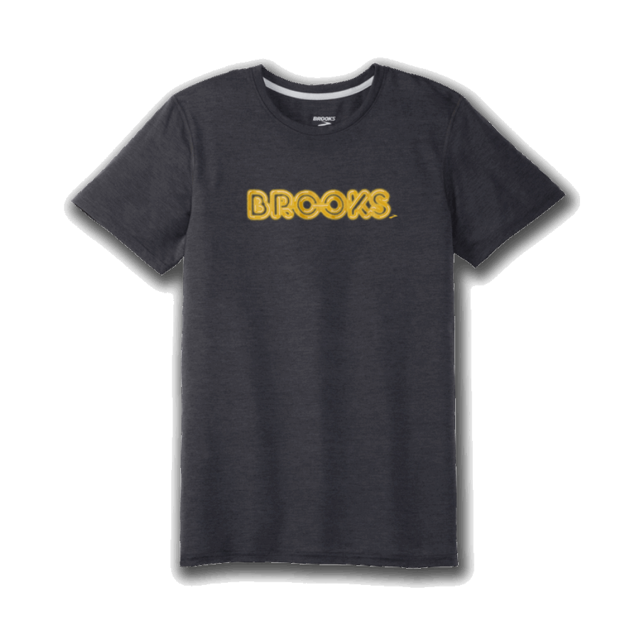 Brooks Distance Graphic Tee Asphalt-Neon