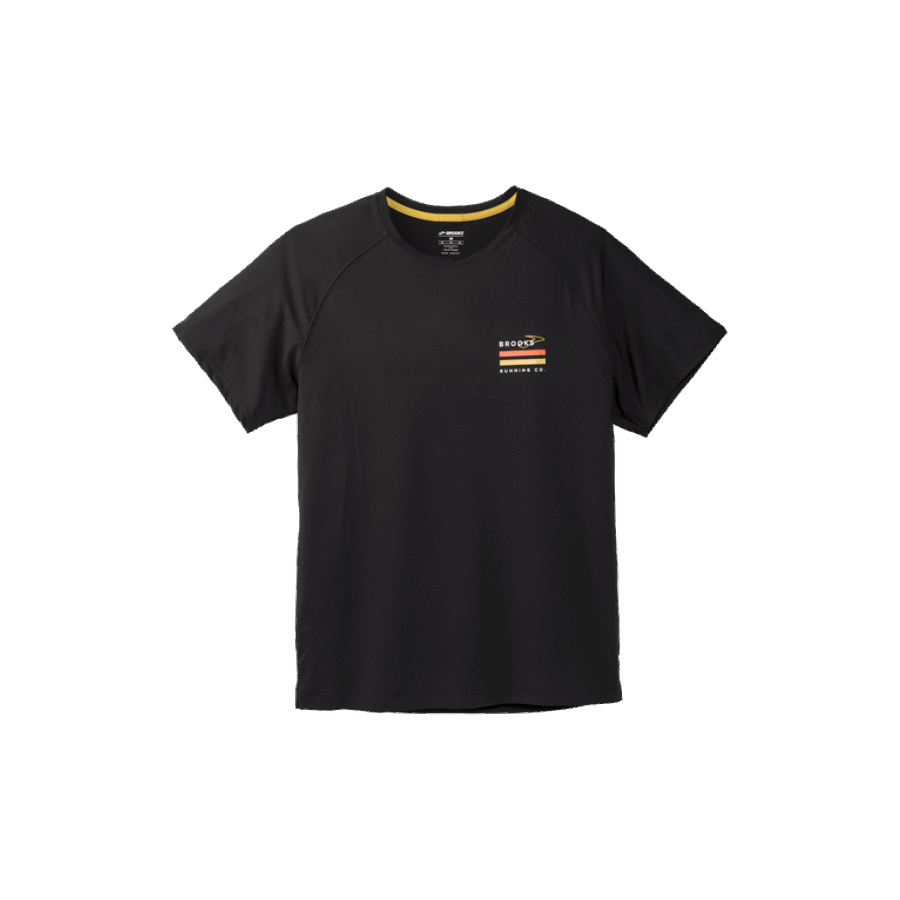 Brooks Run Within Short Sleeve Black-Sprinter Stripe