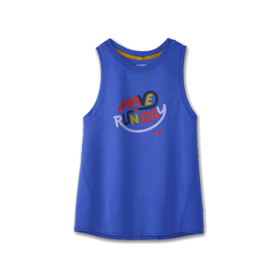 Brooks Distance Graphic Tank Heather Bluetiful-Run Day