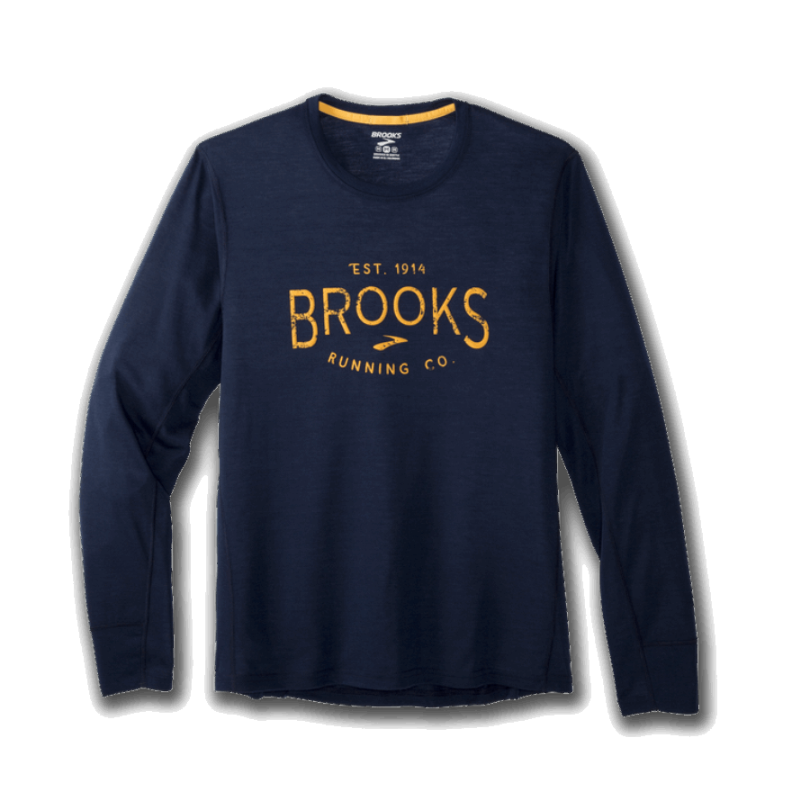 Brooks Distance Graphic Long Sleeve Navy-Brooks Heritage