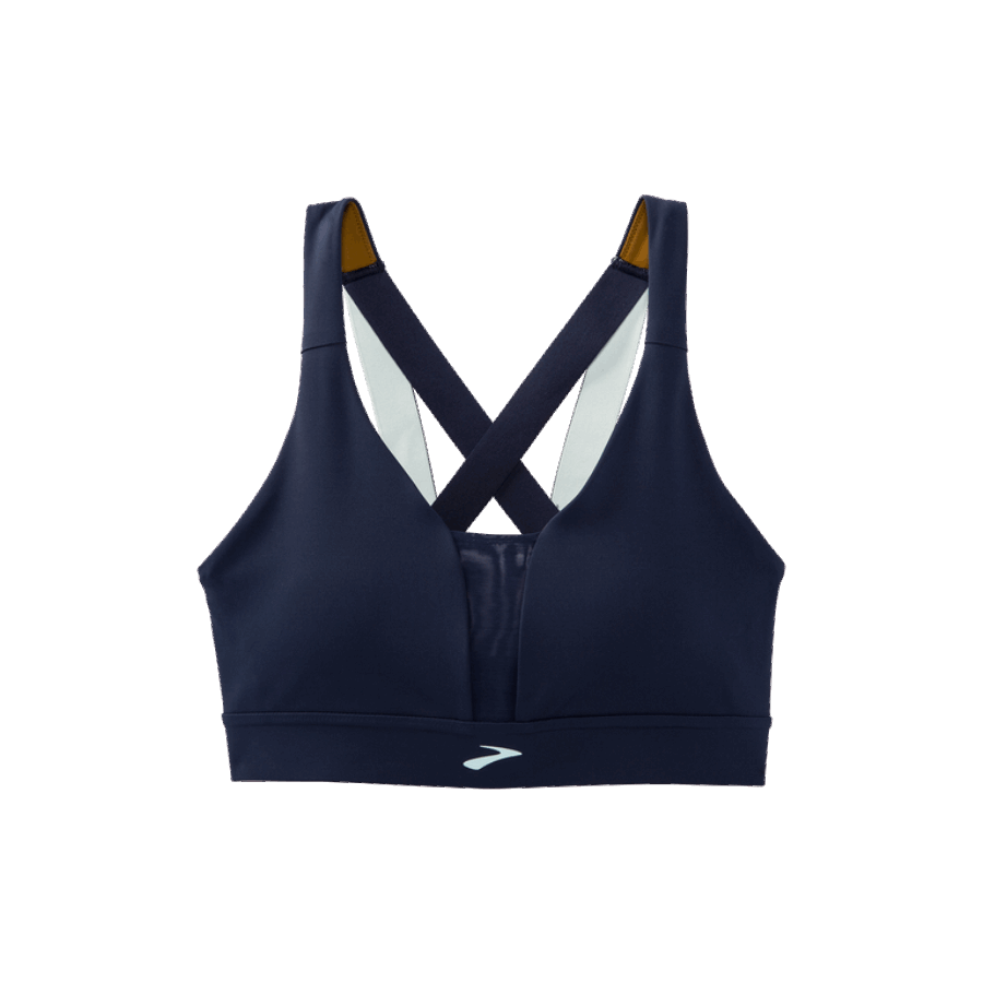 Brooks Drive Plunge Run Bra Navy-Ice Blue-Burnt Olive